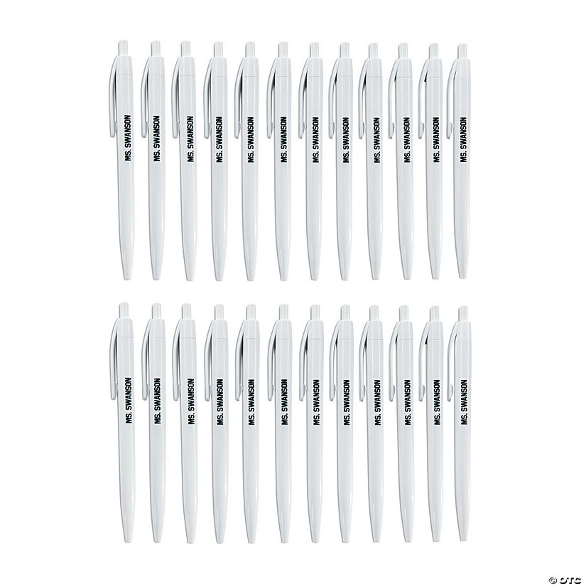 Personalized White Retractable Pens - 24 Pc. Image Thumbnail