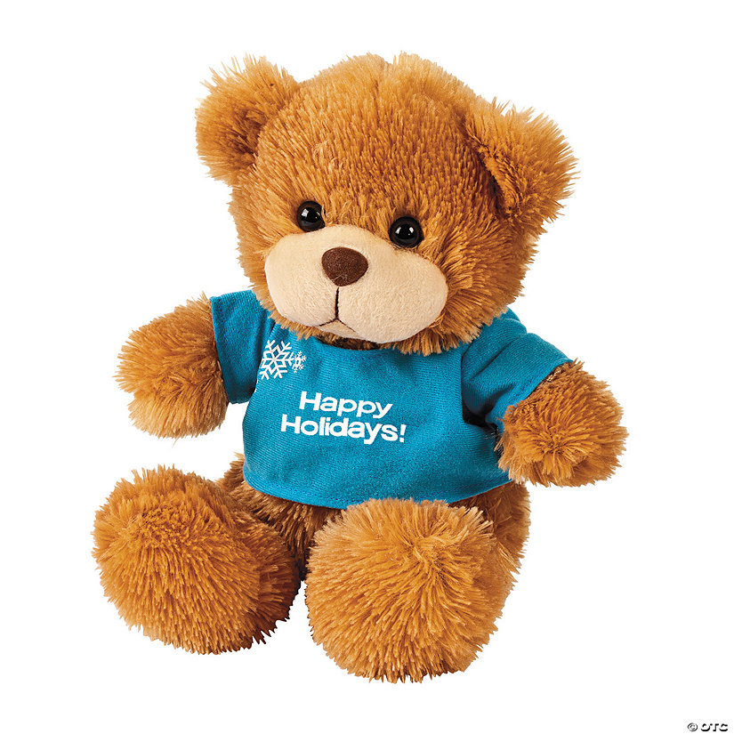Personalized Winter Blue T-Shirt Brown Stuffed Bear Image Thumbnail