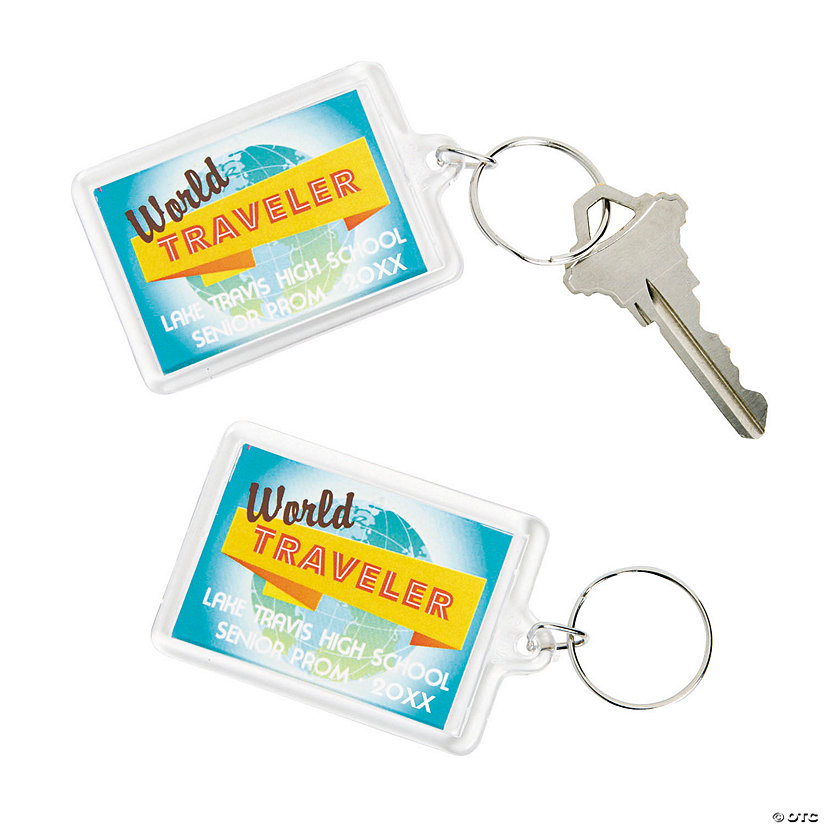 Personalized World Traveler Keychains - 12 Pc. Image