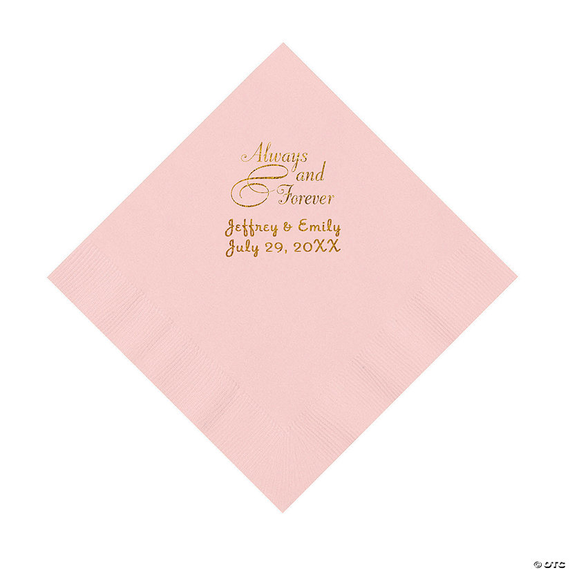 Pink Always & Forever Personalized Napkins with Gold Foil - Luncheon Image Thumbnail