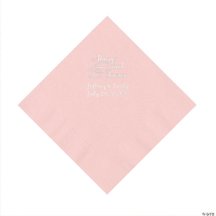 Pink Always & Forever Personalized Napkins with Silver Foil - Luncheon Image Thumbnail
