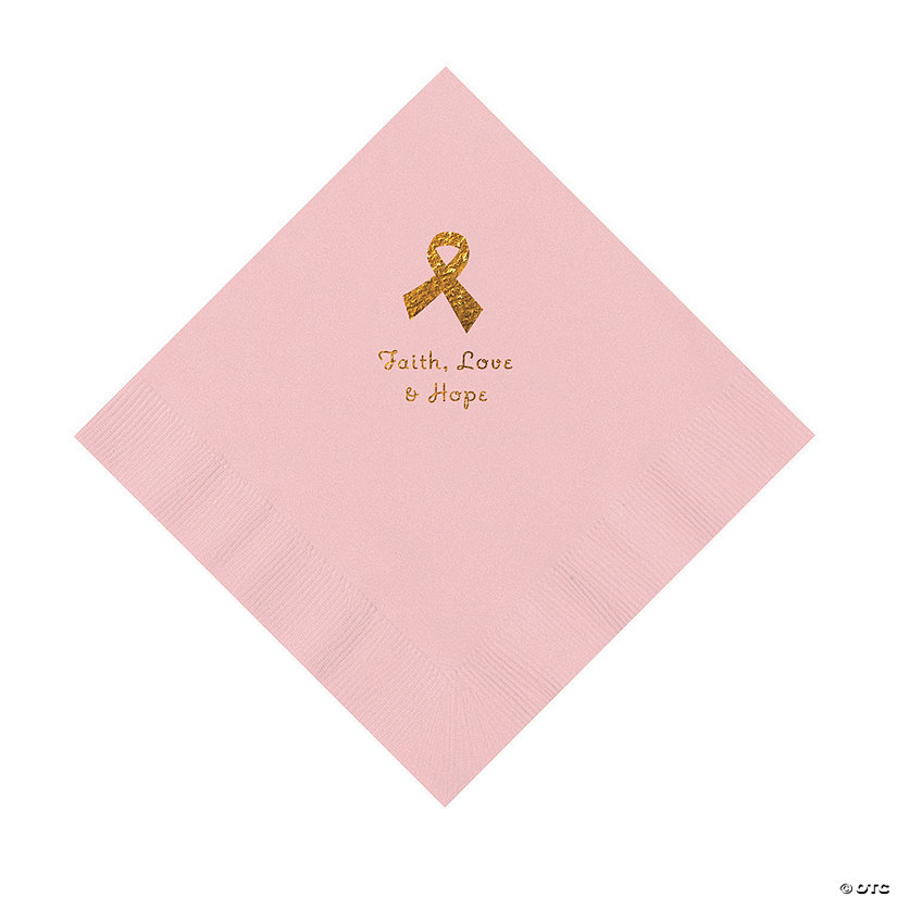 Pink Awareness Ribbon Personalized Napkins with Gold Foil - 50 Pc. Luncheon Image Thumbnail
