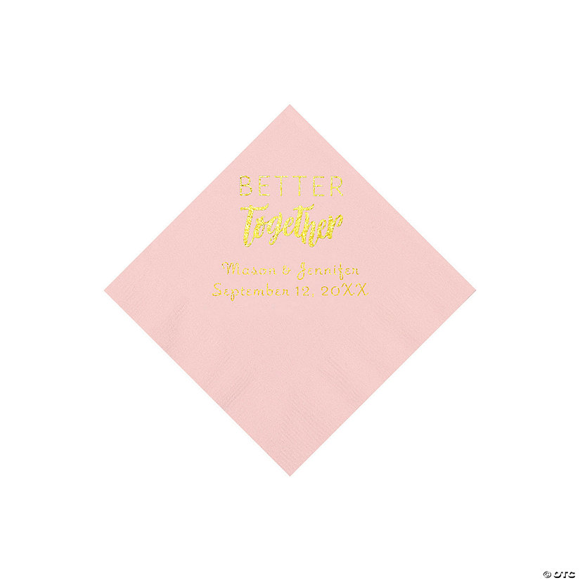 Pink Better Together Personalized Napkins with Gold Foil - Beverage Image Thumbnail