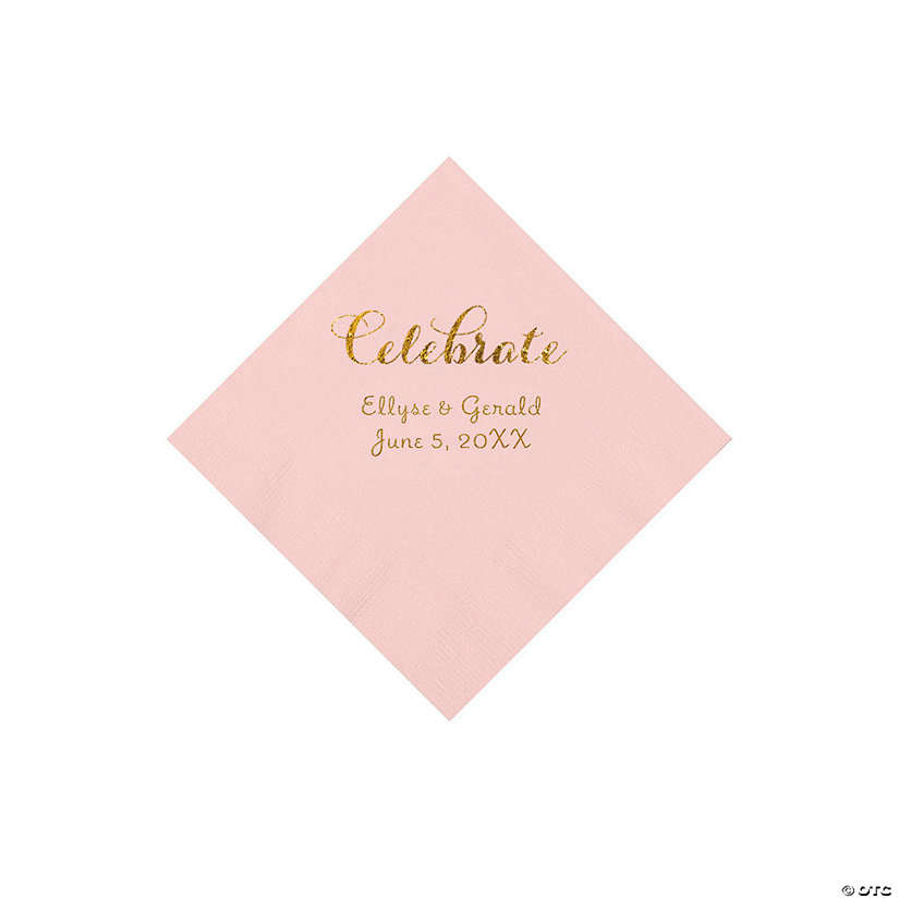 Pink Celebrate Personalized Napkins with Gold Foil - Beverage Image Thumbnail