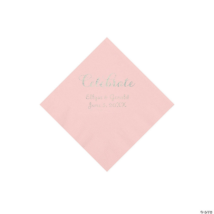 Pink Celebrate Personalized Napkins with Silver Foil - Beverage Image Thumbnail