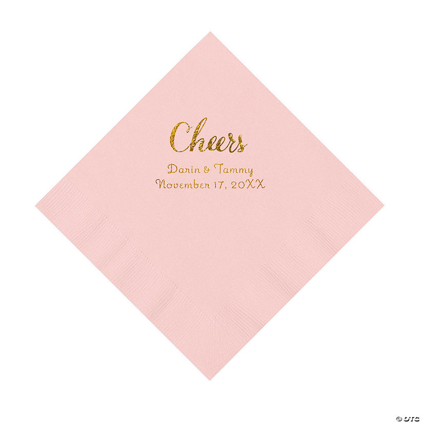 Pink Cheers Personalized Napkins with Gold Foil - Luncheon Image Thumbnail