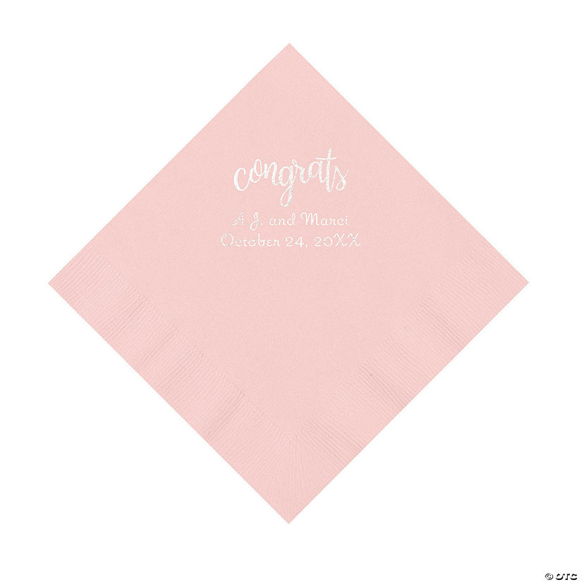 Pink Congrats Personalized Napkins with Silver Foil - Luncheon Image Thumbnail