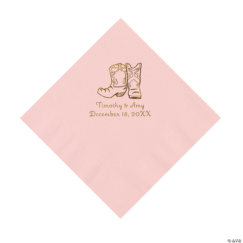 Pink Cowboy Boots Personalized Napkins with Gold Foil - Luncheon Image Thumbnail