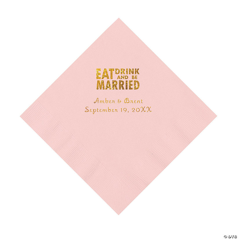 Pink Eat Drink & Be Married Personalized Napkins with Gold Foil - 50 Pc. Luncheon Image Thumbnail