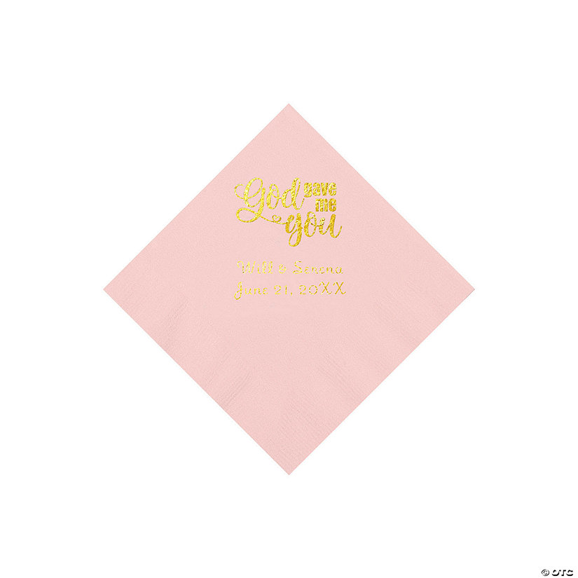 Pink God Gave Me You Personalized Napkins with Gold Foil - Beverage Image Thumbnail