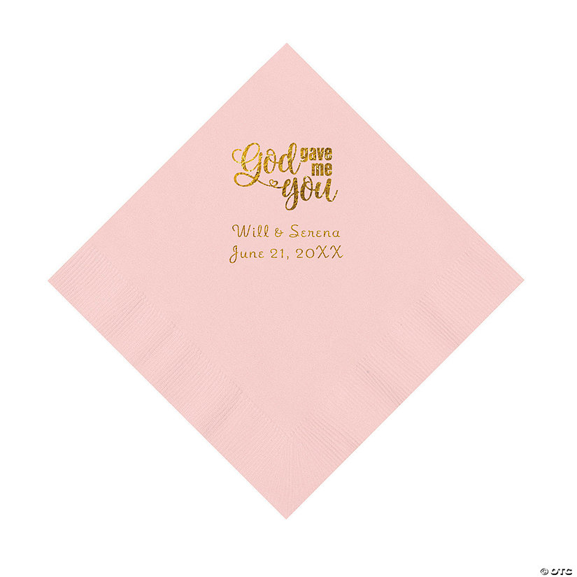 Pink God Gave Me You Personalized Napkins with Gold Foil - Luncheon Image Thumbnail