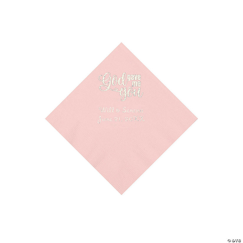 Pink God Gave Me You Personalized Napkins with Silver Foil - Beverage Image Thumbnail