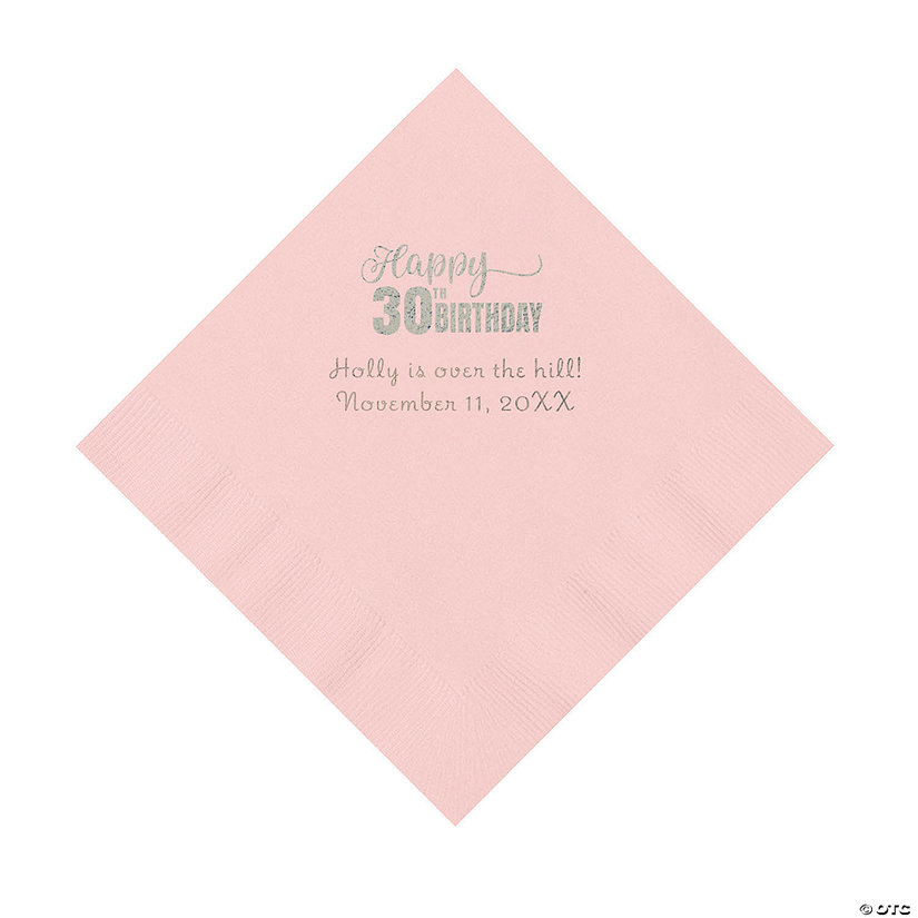 Pink Happy 30<sup>th</sup> Birthday Personalized Napkins with Silver Foil - 50 Pc. Luncheon Image Thumbnail