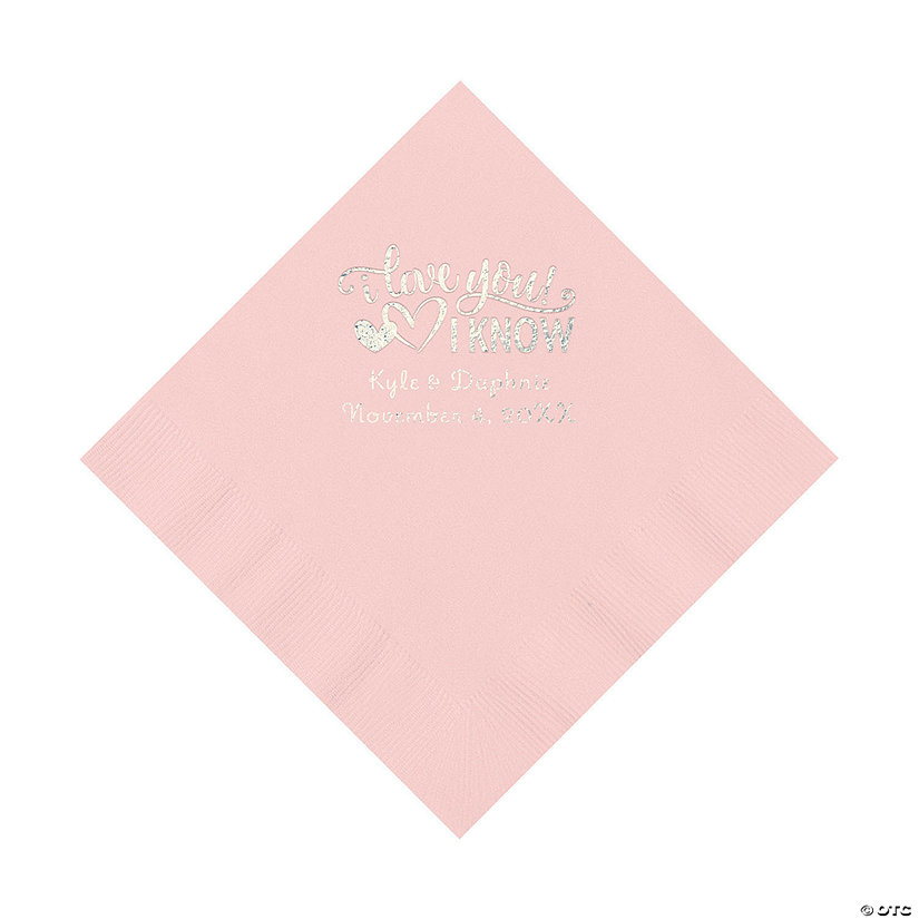 Pink I Love You, I Know Personalized Napkins with Silver Foil - Luncheon Image Thumbnail