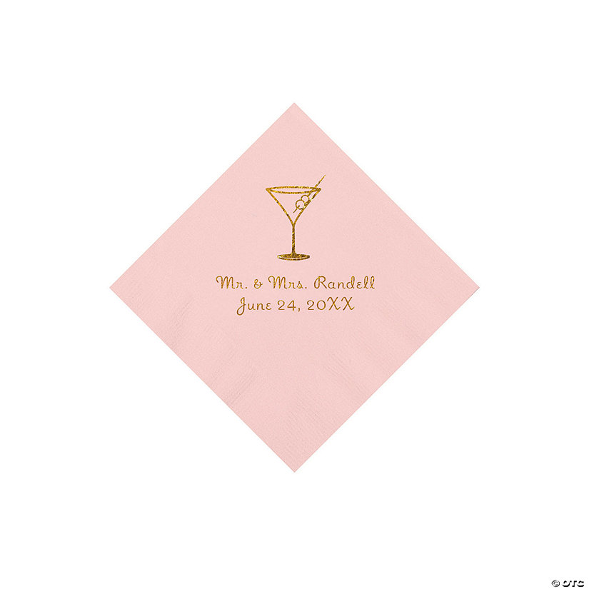 Pink Martini Glass Personalized Napkins with Gold Foil - Beverage Image Thumbnail