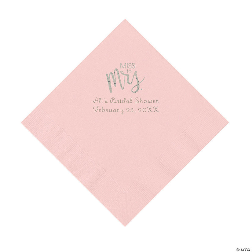 Pink Miss to Mrs. Personalized Napkins with Silver Foil - Luncheon Image Thumbnail