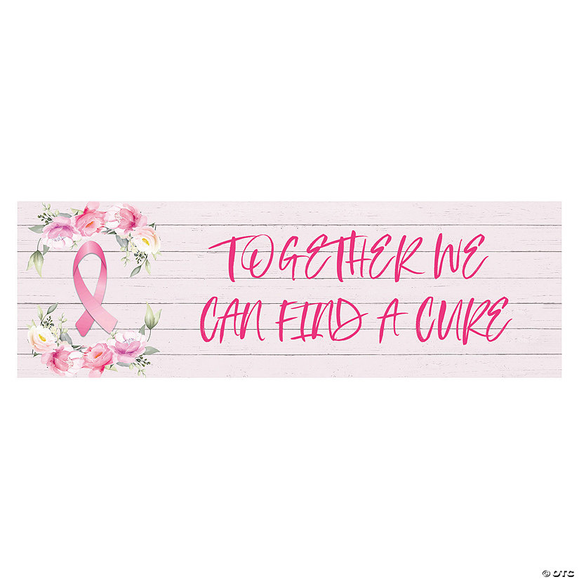 Pink Ribbon Floral Custom Banner - Large | Oriental Trading