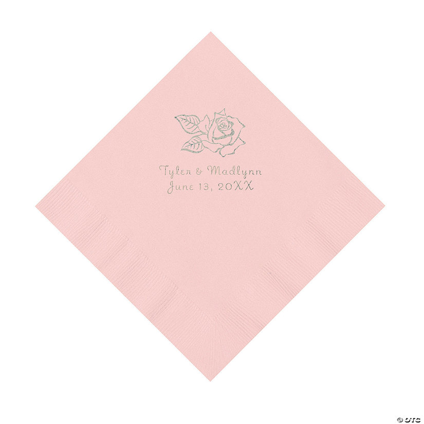 Pink Rose Personalized Napkins - 50 Pc. Luncheon Image Thumbnail