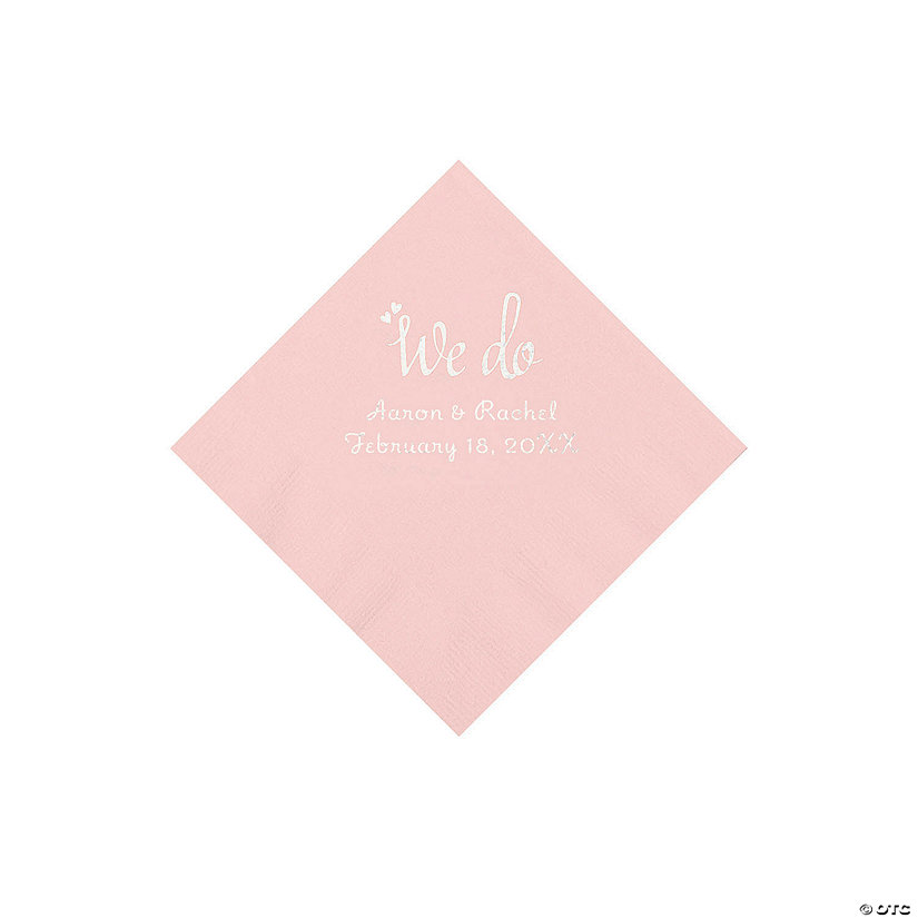 Pink We Do Personalized Napkins with Silver Foil - Beverage Image Thumbnail