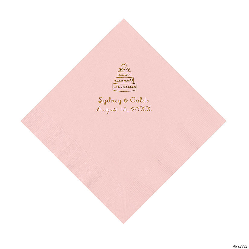 Pink Wedding Cake Personalized Napkins with Gold Foil - 50 Pc. Luncheon Image Thumbnail