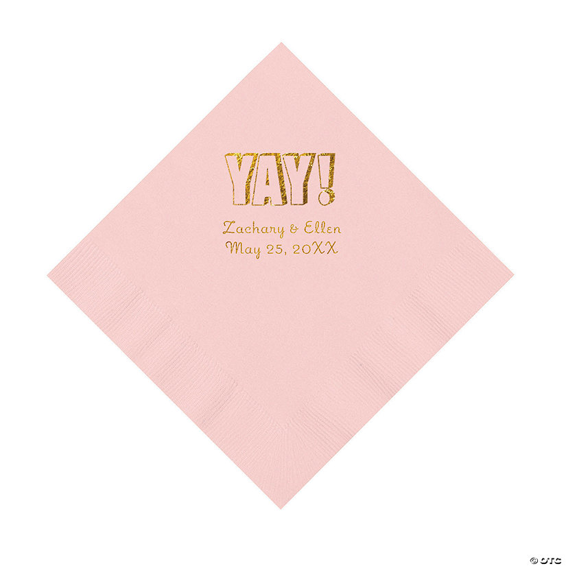 Pink Yay Personalized Napkins with Gold Foil - Luncheon Image Thumbnail