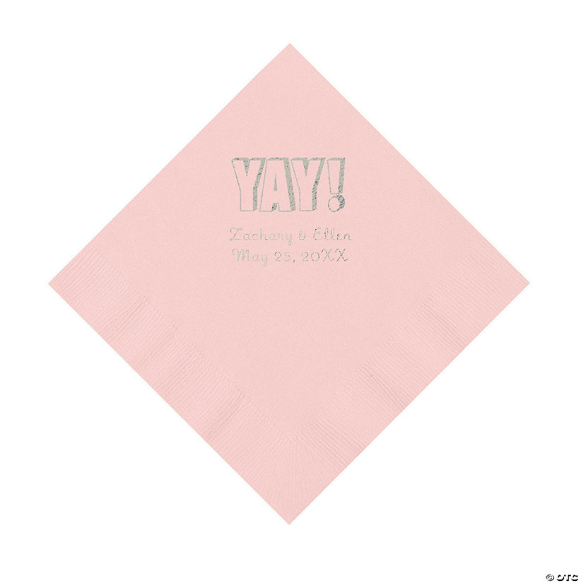Pink Yay Personalized Napkins with Silver Foil - Luncheon Image Thumbnail