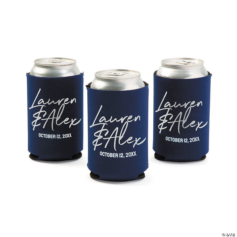 Premium Personalized Navy Blue Can Coolers - 48 Pc. Image Thumbnail