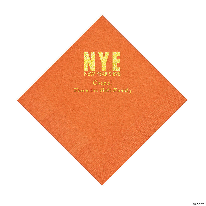 Pumpkin New Year&#8217;s Eve Personalized Napkins with Gold Foil - Luncheon Image Thumbnail