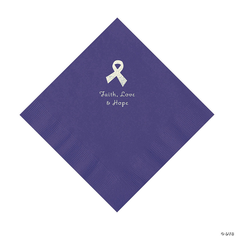 Purple Awareness Ribbon Personalized Napkins with Silver Foil - 50 Pc. Luncheon Image Thumbnail