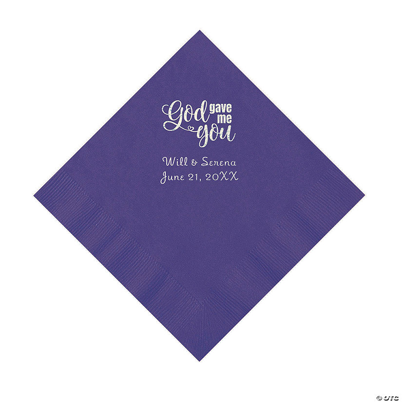 Purple God Gave Me You Personalized Napkins with Silver Foil - Luncheon Image Thumbnail