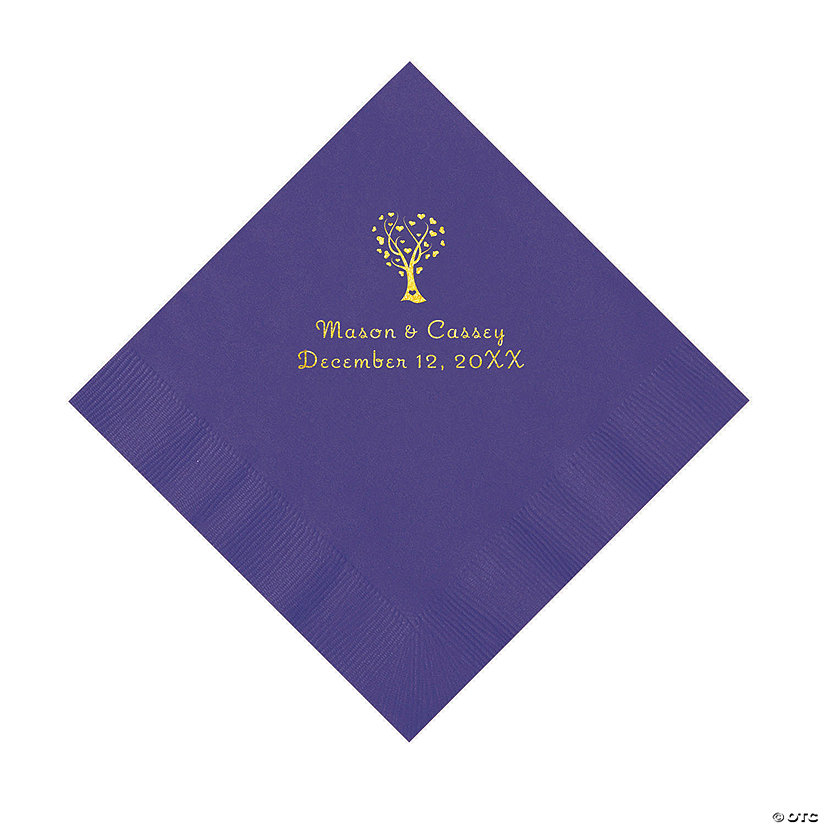 Purple Love Tree Personalized Napkins with Gold Foil - 50 Pc. Luncheon Image Thumbnail