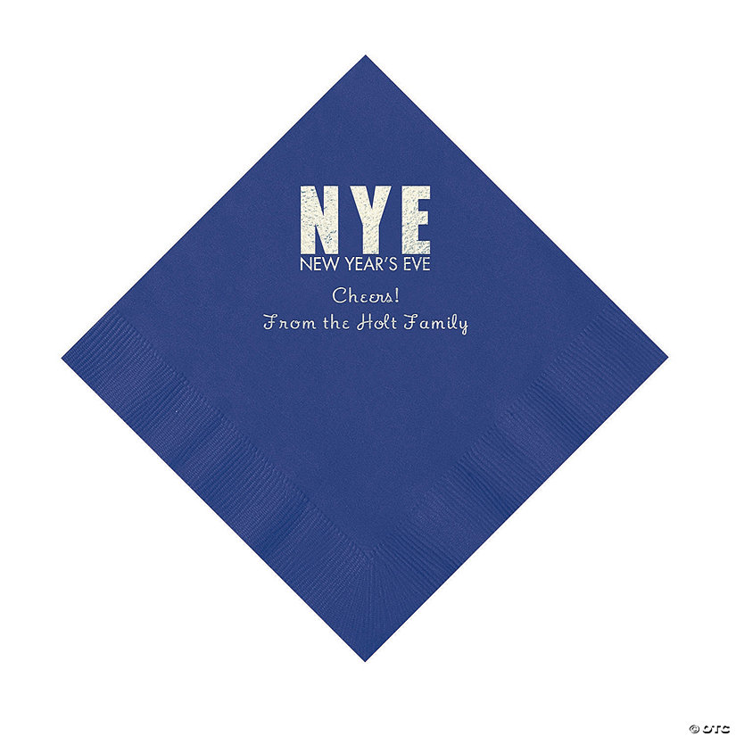 Purple New Year&#8217;s Eve Personalized Napkins with Silver Foil - Luncheon Image Thumbnail