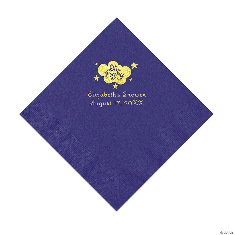 Purple Oh Baby Personalized Napkins with Gold Foil - 50 Pc. Luncheon Image Thumbnail