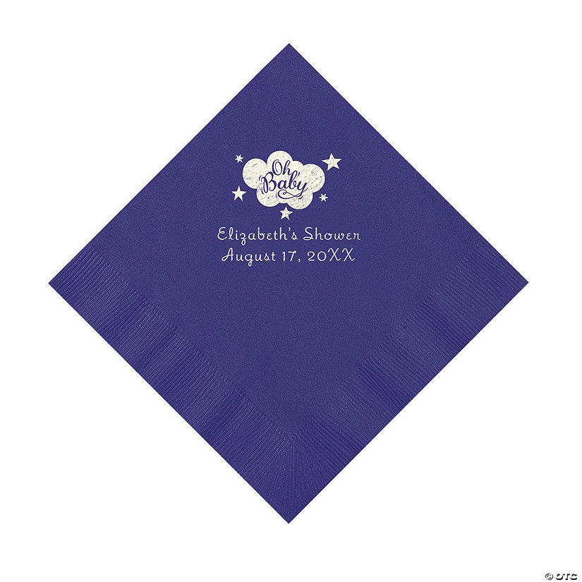 Purple Oh Baby Personalized Napkins with Silver Foil - 50 Pc. Luncheon Image Thumbnail
