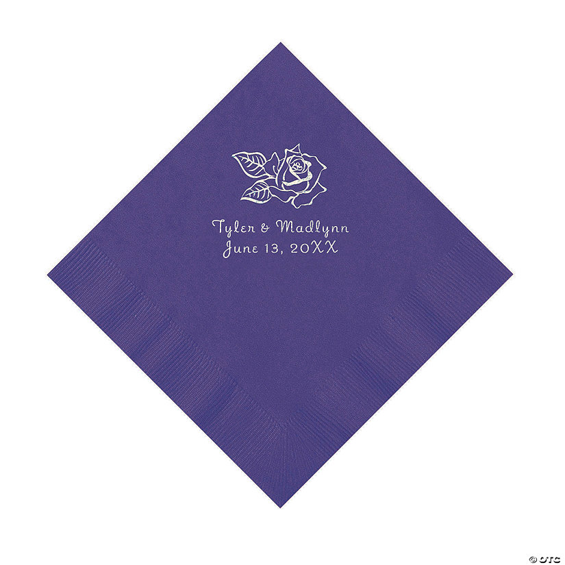 Purple Rose Personalized Napkins - 50 Pc. Luncheon Image