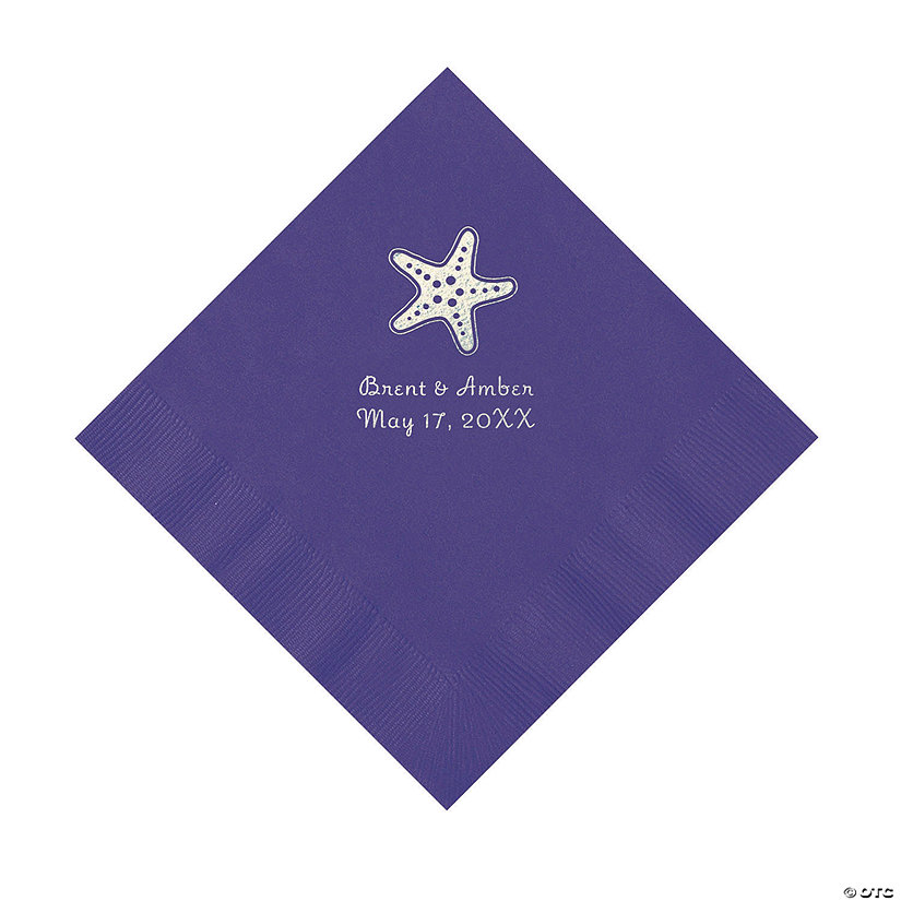 Purple Starfish Personalized Luncheon Napkins - 50 Pc. Image Thumbnail