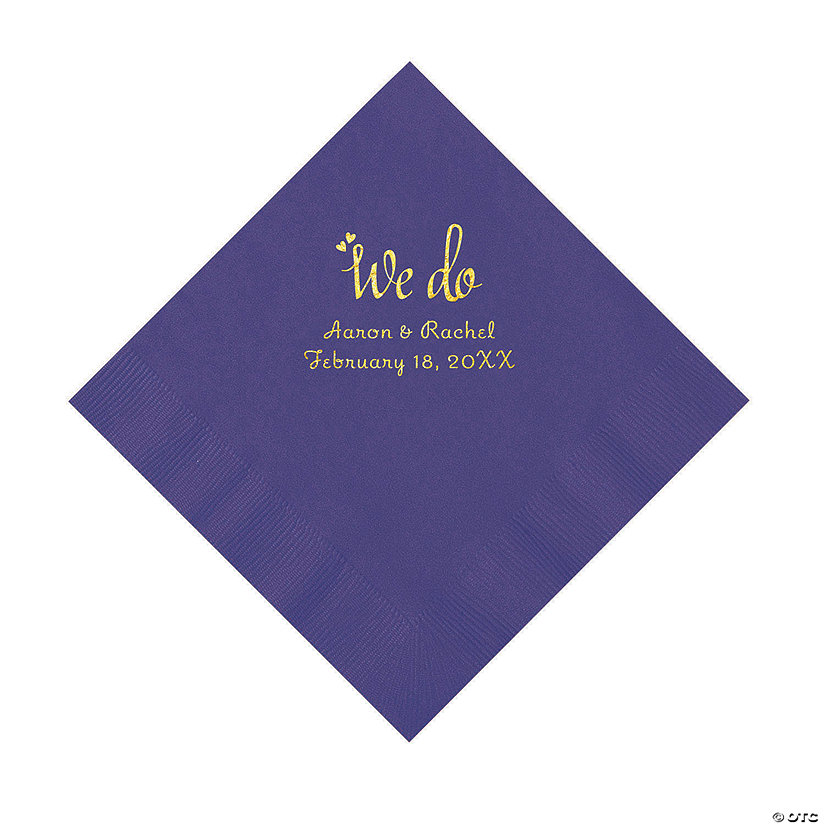 Purple We Do Personalized Napkins with Gold Foil - Luncheon Image Thumbnail