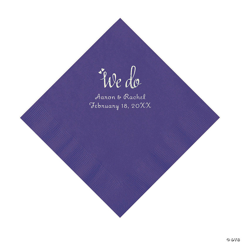 Purple We Do Personalized Napkins with Silver Foil - Luncheon Image Thumbnail