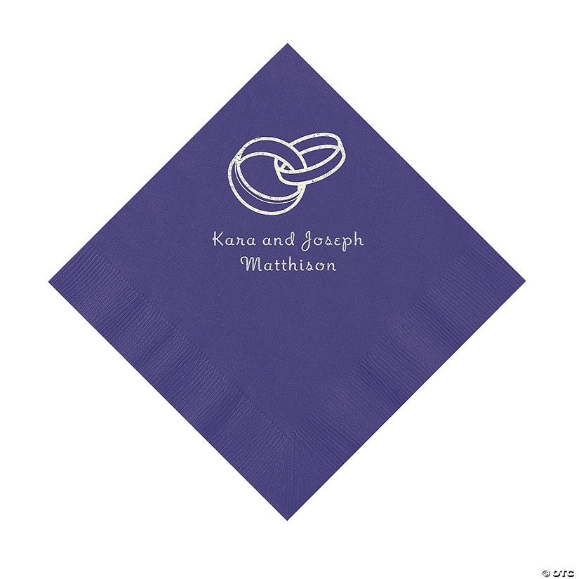 Purple Wedding Ring Personalized Napkins - 50 Pc. Luncheon Image Thumbnail