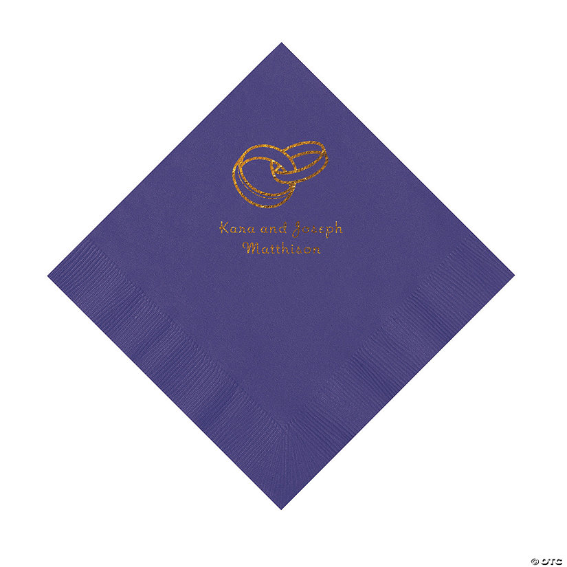 Purple Wedding Ring Personalized Napkins with Gold Foil - 50 Pc. Luncheon Image Thumbnail