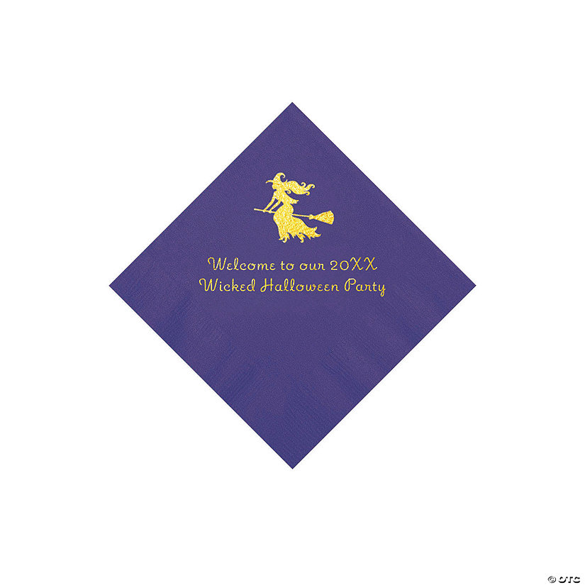 Purple Witch Personalized Napkins with Gold Foil - 50 Pc. Beverage Image Thumbnail