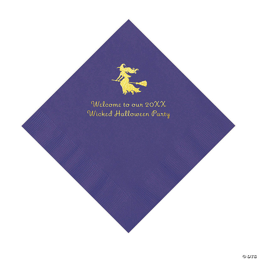 Purple Witch Personalized Napkins with Gold Foil &#8211; 50 Pc. Luncheon Image