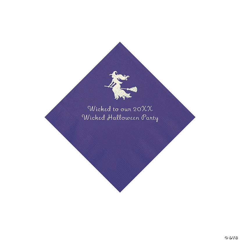 Purple Witch Personalized Napkins with Silver Foil - 50 Pc. Beverage Image Thumbnail
