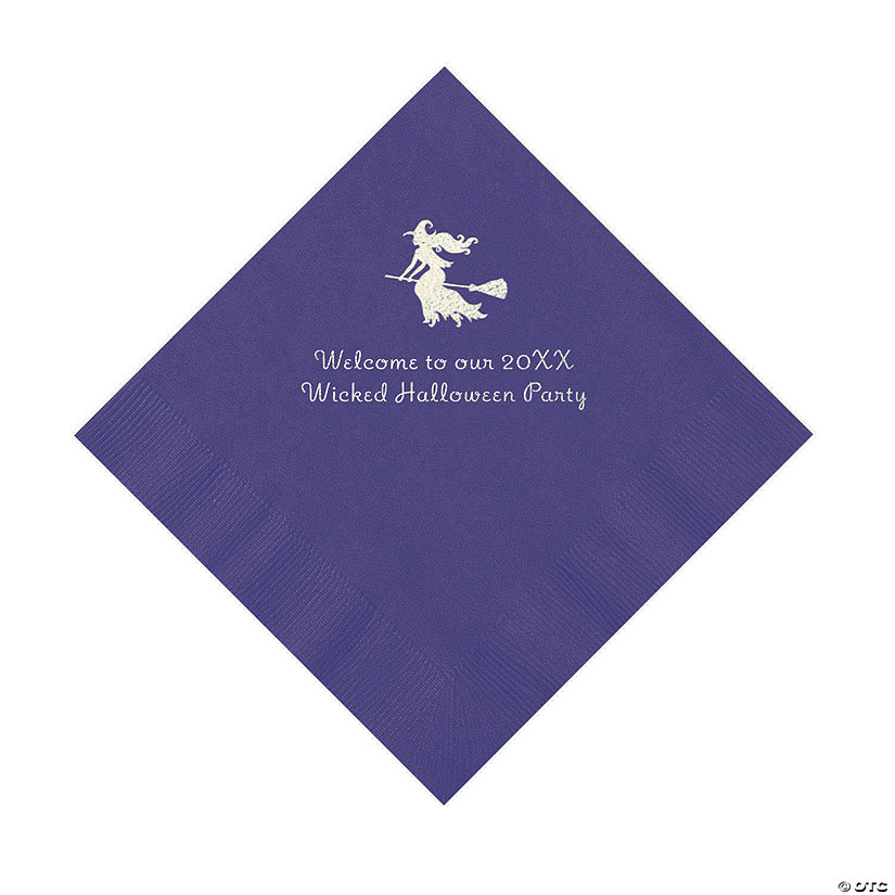 Purple Witch Personalized Napkins with Silver Foil &#8211; 50 Pc. Luncheon Image