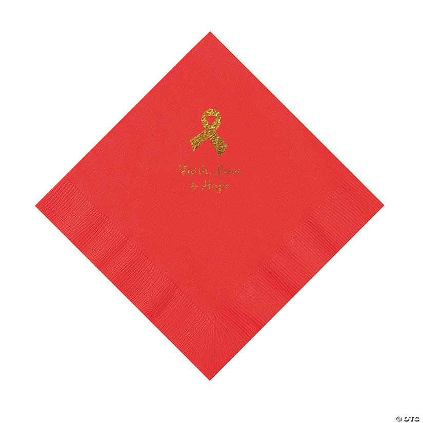 Red Awareness Ribbon Personalized Napkins with Gold Foil - 50 Pc. Luncheon Image Thumbnail
