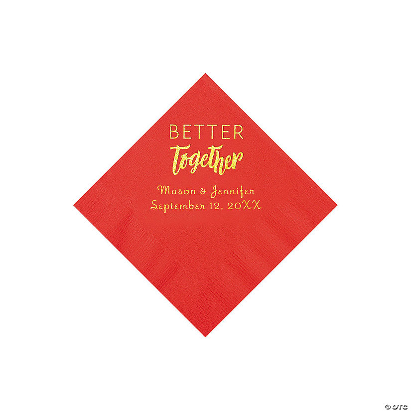 Red Better Together Personalized Napkins with Gold Foil - Beverage Image Thumbnail
