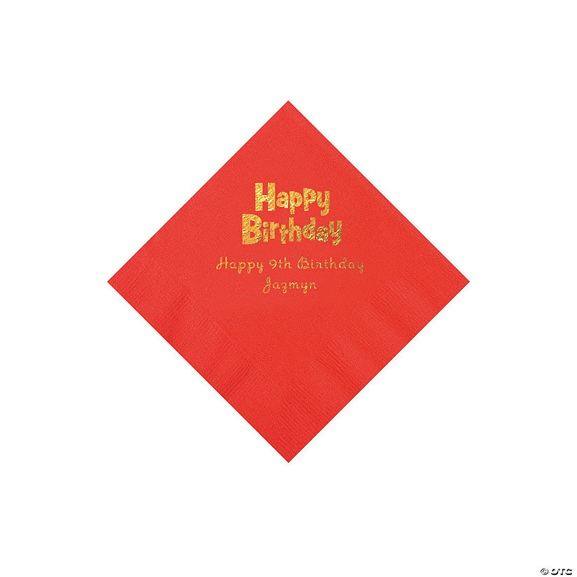 Red Birthday Personalized Napkins - 50 Pc. Beverage Image