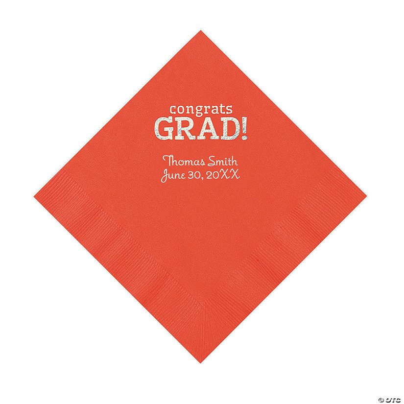 Red Congrats Grad Personalized Napkins with Silver Foil - 50 Pc. Luncheon Image
