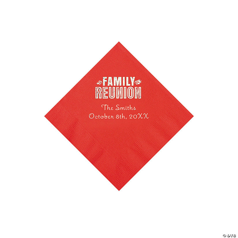 Red Family Reunion Personalized Napkins with Silver Foil - 50 Pc. Beverage Image Thumbnail