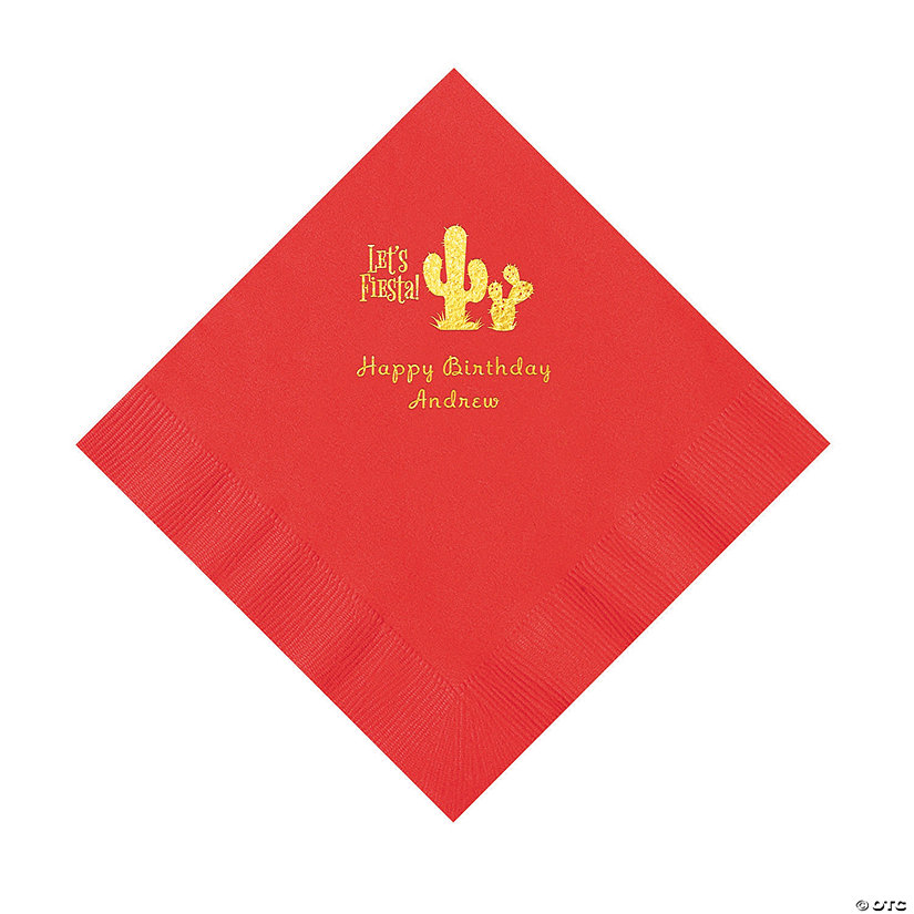 Red Fiesta Personalized Napkins with Gold Foil - 50 Pc. Luncheon Image